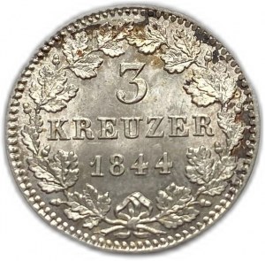 Německo, 3 Kreuzer, 1844