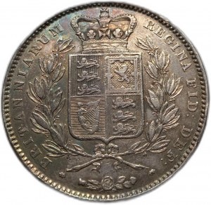 Veľká Británia, 1 koruna, 1845, overdate cleaned