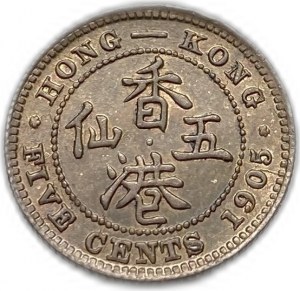 Hongkong, 5 centů, 1905