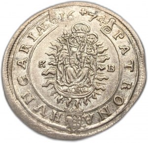 Hungary, 15 Kreuzer, 1674 KB