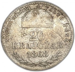 Maďarsko, 20 Kreuzer/Krajczar, 1868 GYF