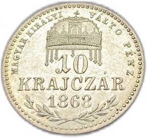 Węgry, 10 Kreuzer/Krajczar, 1868 KB