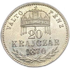 Ungheria, 20 Kreuzer/Krajczar, 1870 KB