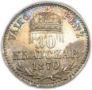 Ungheria, 10 Kreuzer/Krajczar, 1870 KB