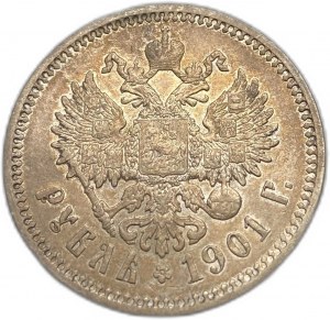 Russie,Rouble 1901 ФЗ,Monnaie de Nicolas II, éclat restant