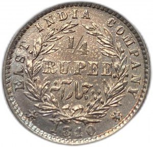 India, 1/4 di rupia, 1840