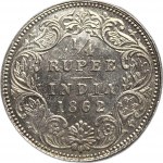 India, 1/4 di rupia, 1862 UNC Pieno Lustro di Zecca