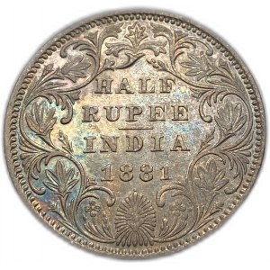 Inde, 1/2 roupie, 1881 B