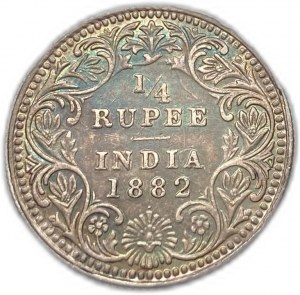 India, 1/4 di rupia, 1882 B
