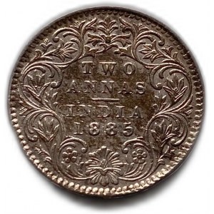 India, 2 Annas 1885 B, AUNC