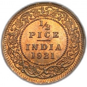 India, 1/2 Pice, 1921