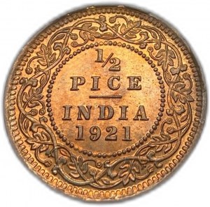 India, 1/2 Pice, 1921