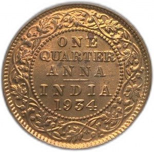 India, 1/4 Anna, 1934