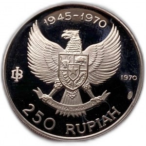 Indonésie, 250 Rupiah, 1970