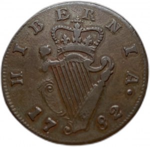 Írsko, 1/2 penny, 1782