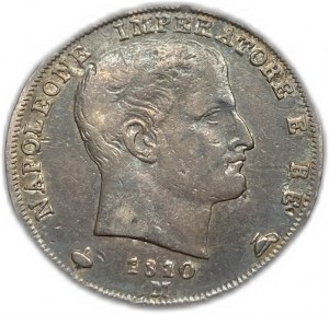 Itálie, 1 lira, 1810 M,Překročení data Vzácné