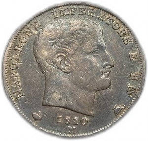 Włochy, 1 lira, 1810 M, rzadka naddatkowa data