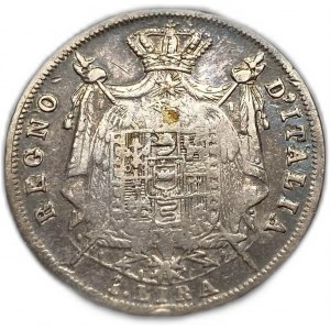 Italy, 1 Lira, 1810 M,Overdate Rare
