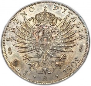 Itálie, 1 lira, 1902 R