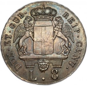 Italie Gênes, 8 Lire, 1796