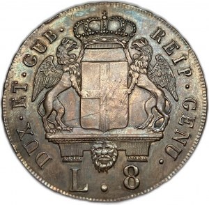 Italie Gênes, 8 Lire, 1796