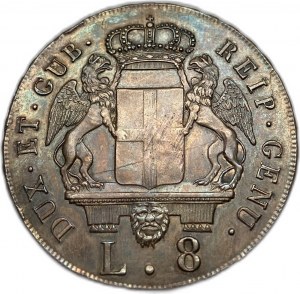 Włochy Genua, 8 lirów, 1796 r.