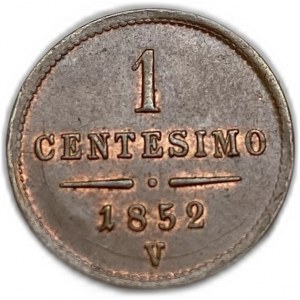 Italia Lombardi-Veneti, 1 Centesimo, 1852 V