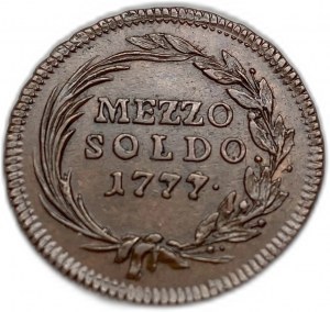 Włochy Mediolan, 1/2(Mezzo) Soldo, 1777 r.