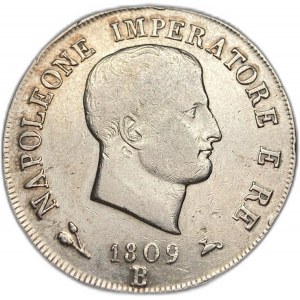 Italie Royaume Napoléon, 5 Lire, 1809 B