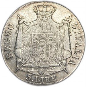 Taliansko Napoleonovo kráľovstvo, 5 lír, 1809 B