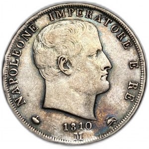 Italia Regno di Napoleone, 2 Lire, 1810 M,Sovradatato