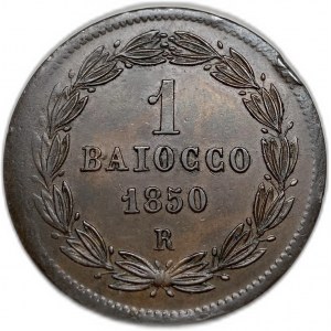 Itálie Papežské státy, 1 Baiocco, 1850 R