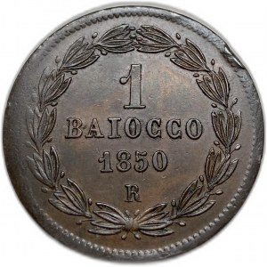 Itálie Papežské státy, 1 Baiocco, 1850 R