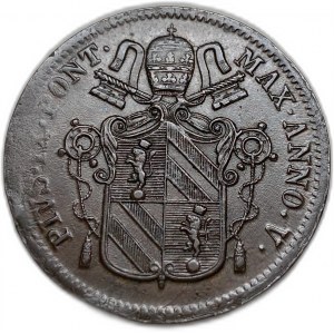Itálie Papežské státy, 1 Baiocco, 1850 R