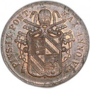 Itálie Papežské státy, 5 Baiocchi, 1851 R