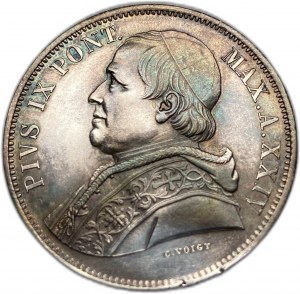 Itálie Papežské státy, 5 lir, 1870