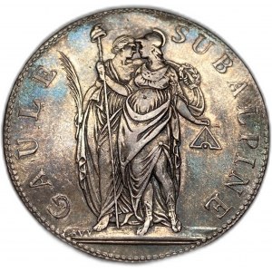 Italy Piedmont Republic, 5 Francs, 1802