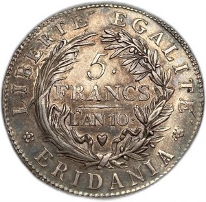 Italia Repubblica Piemontese, 5 Franchi, 1802