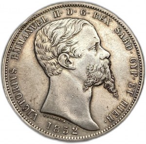 Taliansko Sardínia, 5 lír, 1852 P