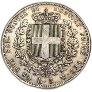 Włochy Sardynia, 5 lirów, 1852 P