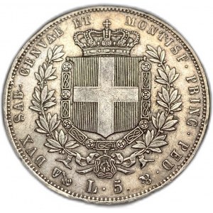 Italy Sardinia, 5 Lire, 1852 P