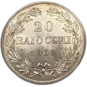 Taliansko Vatikán, 20 Baiocchi, 1860/50