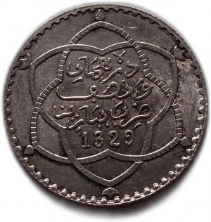 Maroko, 2 1/2 dirhamu, 1911 (1329)