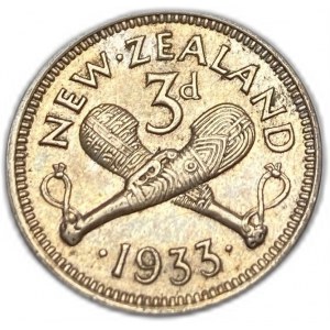 New Zealand, 3 Pence, 1933