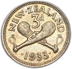 Nowa Zelandia, 3 pensy, 1933