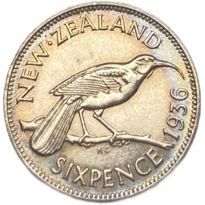 New Zealand, 6 Pence, 1936