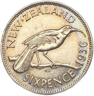 New Zeland, 6 Pence, 1936