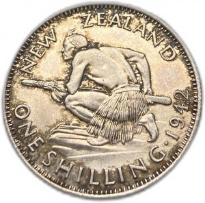 New Zeland, 1 Shilling 1942, UNC Toning