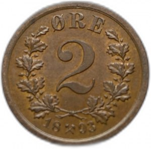 Norsko, 2 Ore, 1893