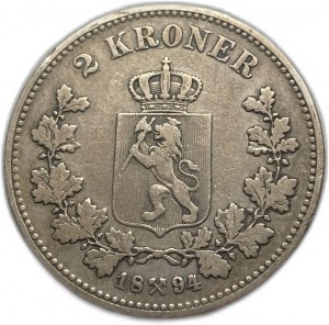 Norway, 2 Kroner, 1894